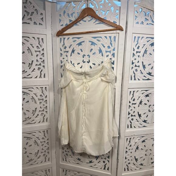 House of CB Babydoll Ivory Chiffon Halter Mini Dress Size M Medium - Picture 6 of 10